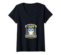 Women's I Just Really Love Penguins - Cute Penguin Kawaii V-Neck T-Shirt