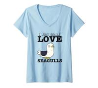 Women's I Just Really Love Seagulls Funny Seagull V-Neck T-Shirt