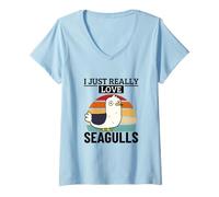 Women's I Just Really Love Seagulls Funny Seagull V-Neck T-Shirt