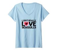 Women's I Just Really Love Seagulls Funny Seagull V-Neck T-Shirt
