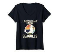 Women's I Just Really Love Seagulls Funny Seagull V-Neck T-Shirt