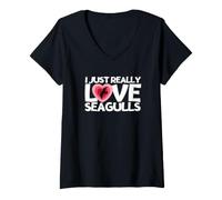 Women's I Just Really Love Seagulls Funny Seagull V-Neck T-Shirt
