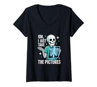 Women's I Just Take The Pictures Funny Radiology Tech X-Ray Tech V-Neck T-Shirt