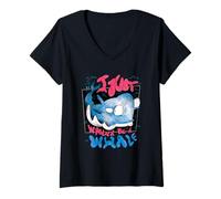 Womens I Just Wanna Be A Whale Cute Sea Monster Art V-Neck T-Shirt
