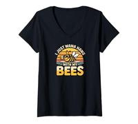 Womens I Just Wanna Hang with My Bees Funny Quote V-Neck T-Shirt