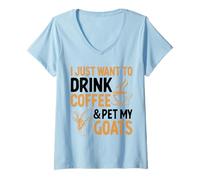 Womens I Just Want to Drink Coffee and Pet My Goats V-Neck T-Shirt