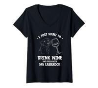 Womens I Just Want To Drink Wine And Play With My Labrador V-Neck T-Shirt