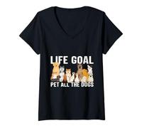 Womens i just Want to pet All The Dogs Life Goal pet All The Dogs V-Neck T-Shirt