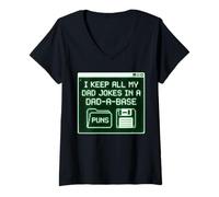 Women's I Keep All My Dad Jokes in A Dad A Base Puns V-Neck T-Shirt