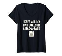 Women's I Keep All My Dad Jokes in A Dad Base Dad Jokes Dad-A-Base V-Neck T-Shirt
