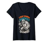 Women's I Keep Hearing Invoices Funny Accountant Horror V-Neck T-Shirt