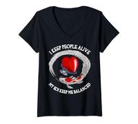 Women's I Keep People Alive My Koi Keep Me Balanced Funny Doctor V-Neck T-Shirt