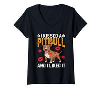 Womens I Kissed A Pitbull And I Liked It V-Neck T-Shirt
