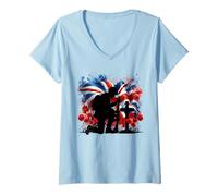 Womens I Kneel for The Cross Poppy Day British Soldier V-Neck T-Shirt