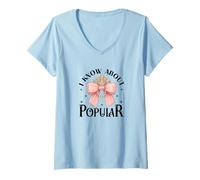 Womens I Know About Popular Pink Witch V-Neck T-Shirt