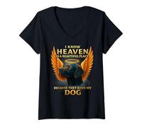Womens I Know Heaven is A Beautiful Place Because They Have My Dog V-Neck T-Shirt