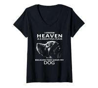 Women's I Know Heaven is A Beautiful Place Because They Have My Dog V-Neck T-Shirt