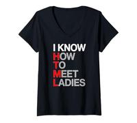 Women's I Know How to Meet Ladies HTML Coder Humor V-Neck T-Shirt