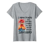 Womens I Know I'm Weird But Sometimes It Make You Laugh Funny Quote V-Neck T-Shirt