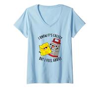 Women's I Know It's Cheesy But I Feel Grate Funny Cheese Pun V-Neck T-Shirt