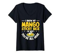 Women's I Know My Mango Sticky Rice is Why You're Here V-Neck T-Shirt