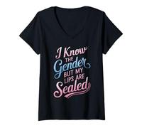 Womens I Know the Gender but My Lips Are Sealed Gender Reveal V-Neck T-Shirt