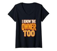 Women's I Know The Owner Too Bartender Retro Bar Pub V-Neck T-Shirt
