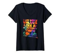 Women's I Lay Down Values Like A Blueprint Then Color JUST Move in V-Neck T-Shirt