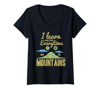Women's I Learn Something Everytime I Go Into The Mountains V-Neck T-Shirt