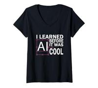 Women's I Learned AI Before It was Cool - Retro Graphic Design Fun V-Neck T-Shirt
