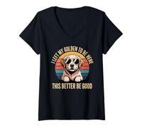 Women's I Left My Golden Retriever Dog to Be Here Funny Dog Tee V-Neck T-Shirt