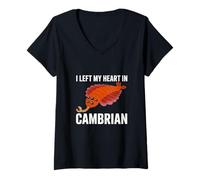 Womens I Left My Heart in Cambrian Funny Opabinia Paleontology V-Neck T-Shirt