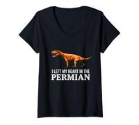 Womens I Left My Heart in The Permian Inostrancevia Gorgonopsid V-Neck T-Shirt