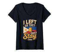 Women's I Left So They Could Stay OFW Filipino Worker V-Neck T-Shirt