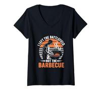 Womens I Left the Battlefield Not the Barbecue Veterans Day V-Neck T-Shirt