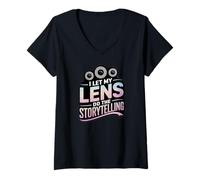 Womens I LET My Lens DO The Storytelling V-Neck T-Shirt
