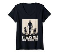 Womens I Let The Dogs Out Dog Sitting Dog Owners Dog Trainer V-Neck T-Shirt