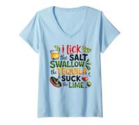 Women's I Lick The Salt Swallow The Tequila Suck The Lime 5 De Mayo V-Neck T-Shirt