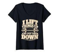 Women's I Lift Things Up and Put Them Down Funny V-Neck T-Shirt