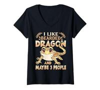 Womens I Like Bearded Dragons and Maybe 3 People lizard Lover V-Neck T-Shirt