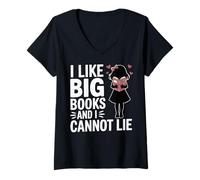 Womens I Like Big Books and I Cannot Lie Library Reading Librarian V-Neck T-Shirt