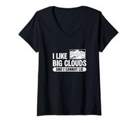Women's I Like Big Clouds and I Cannot Lie Cloud Watching Nephophile V-Neck T-Shirt