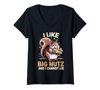 Womens I Like Big Nutz Cannot Lie Forest Animal Pet Cute Squirrel V-Neck T-Shirt