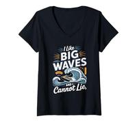 Women's I Like Big Waves and I Cannot Lie Surf Rider V-Neck T-Shirt