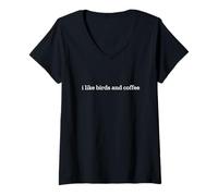 Women's I Like Birds and Coffee V-Neck T-Shirt
