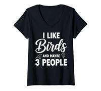 Womens I Like Birds and Maybe 3 People V-Neck T-Shirt