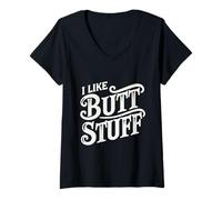 Womens I Like Butt Stuff Swinger Lifestyle Naughty Adult Humor V-Neck T-Shirt