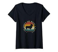 Women's I Like Corgis and Maybe 3 People Funny Corgi V-Neck T-Shirt