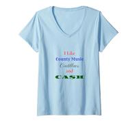 Womens I Like Country Music Cadillacs and Cash V-Neck T-Shirt