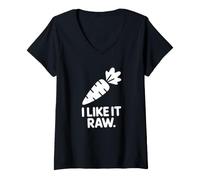 Women's I Like It Raw - Funny Vegetable V-Neck T-Shirt